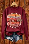 Autumn Skyline City Limits Retro Graphic Crewneck Sweatshirt