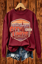 Autumn Skyline City Limits Retro Graphic Crewneck Sweatshirt