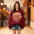 Autumn Skyline City Limits Retro Graphic Crewneck Sweatshirt