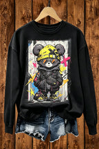 Graffiti Street Cool Bear Graphic Crewneck Sweatshirt