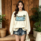 Roks Tropical Palm Cartoon Graphic Crewneck Sweatshirt
