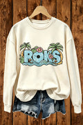 Roks Tropical Palm Cartoon Graphic Crewneck Sweatshirt