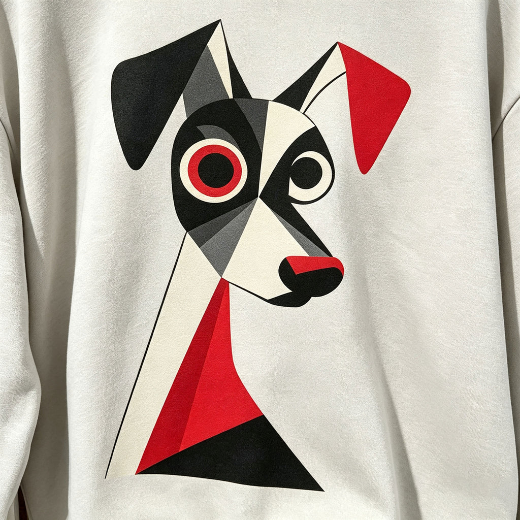 Abstract Geometric Dog Graphic Crewneck Sweatshirt