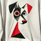 Abstract Geometric Dog Graphic Crewneck Sweatshirt